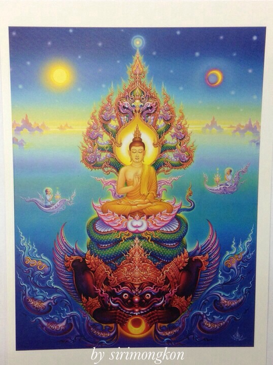 โปสการ์ดที่ระลึก หอศิลป์เฉลิมชัย รูปพระพุทธเจ้าประทานพรเหนือกิเลศมาร ขนาด5X7นิ้ว(เคาะเดียว)