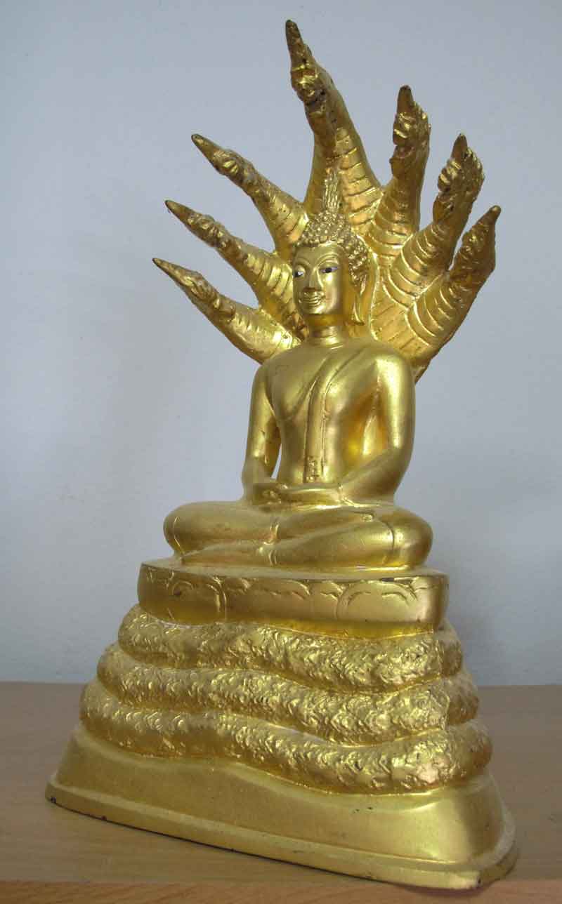 พระบูชา นาคปรก เนื้อโลหะ ขนาด หน้าตัก 5 นิ้ว สวย ไม่ทราบที่