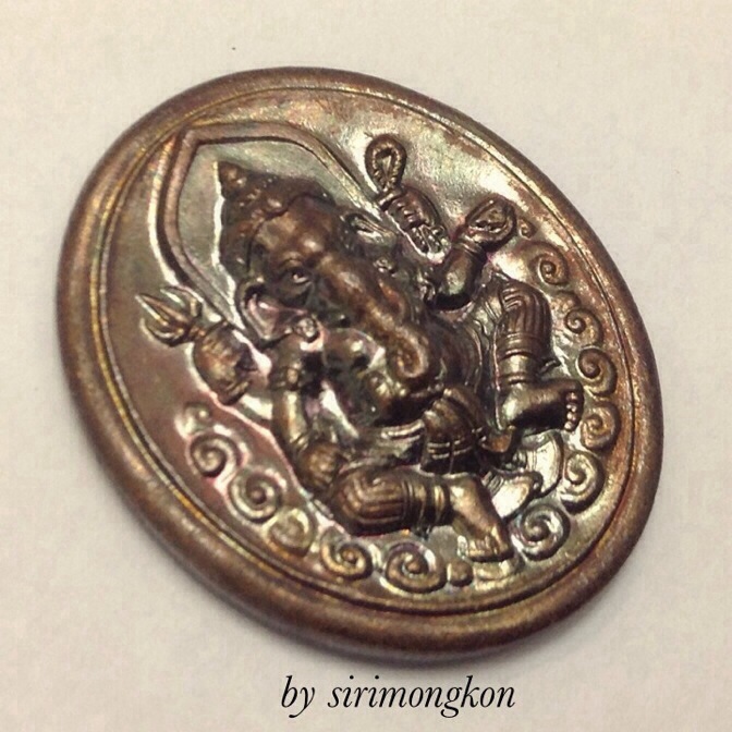 เหรียญพระพิฆเนศ กรมศิลปากร เนื้อทองแดงรมดำ ปี47 มีโค๊ด พร้อมใบคาถา