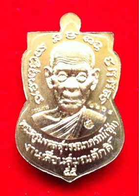 เหรียญเสมาหลวงพ่อทวด พ่อท่านซุ่น วัดบ้านลานควาย จ.ปัตตานี เนื้อทองเหลืองลงยาสีเขียว ปี 55 เลข 1205