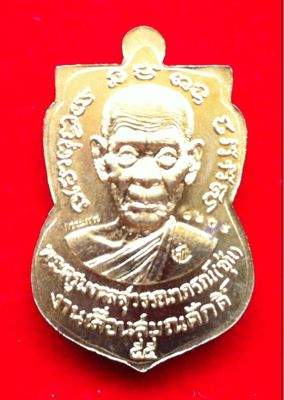 เหรียญเสมาหลวงพ่อทวด พ่อท่านซุ่น วัดบ้านลานควาย จ.ปัตตานี เนื้อทองเหลืองลงยาสีเขียว ปี 55 เลข 1205