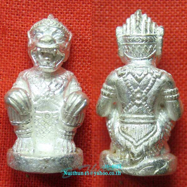 เคาะเดียว หนุมานหลวงปู่คำบุ เนื้อชนวนกระหลั่ยเงินก้นอุดสีผึ้งและชานหมาก ตอกโค้ด หลวงปู่คำบุ สวยๆ#๓