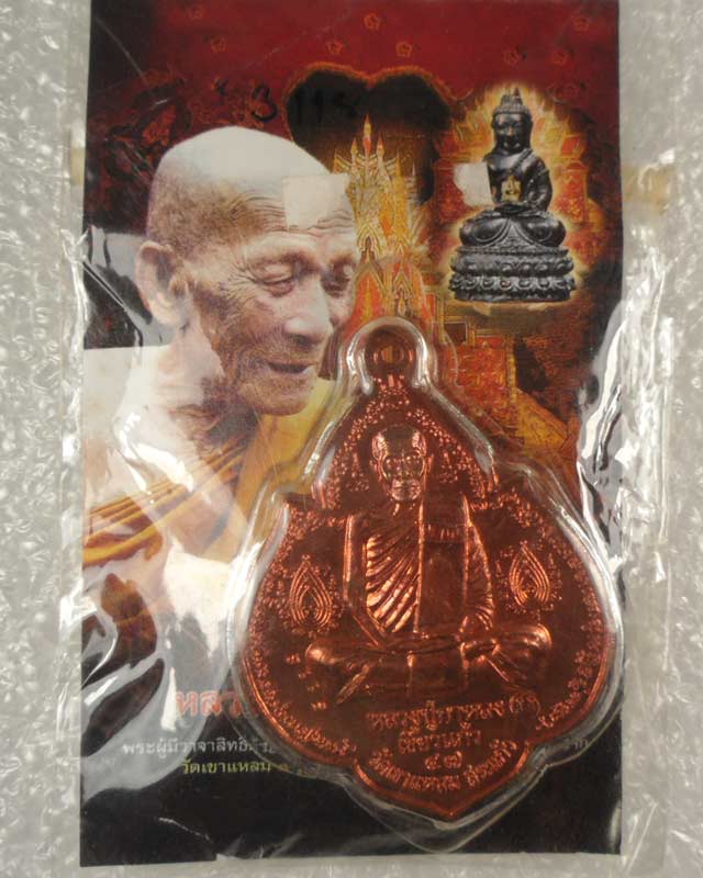 หลวงปู่กาหลงเขี้ยวแก้ว วัดเขาแหลม เหรียญนารายณ์พลิกแผ่นดิน เนื้อทองแดง ตอกโค๊ด รันno.3118 สร้างเพ