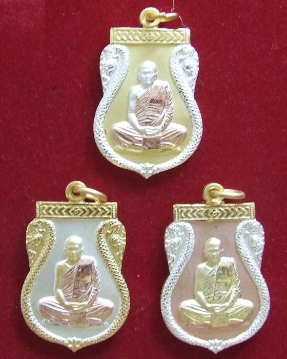 เหรียญเสมา หนุนดวง เสิมบารมี หลวงปู่บุญหนา ธมฺมทินฺโน เนื้อชุบสามกษัตริย์