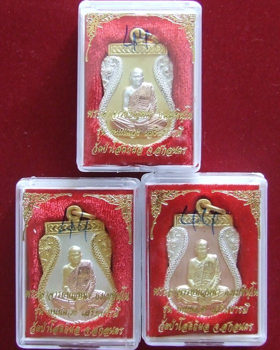 เหรียญเสมา หนุนดวง เสิมบารมี หลวงปู่บุญหนา ธมฺมทินฺโน เนื้อชุบสามกษัตริย์