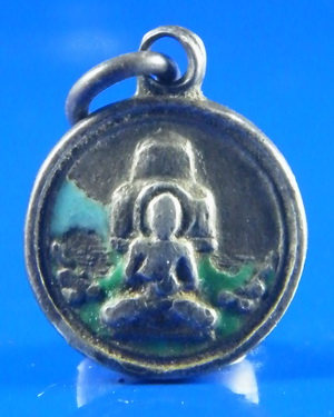 (เคาะเดียว) เหรียญปางปาฏิหาริย์ เนื้อเงิน ลงยา หลวงพ่อเงิน วัดดอนยายหอม ปี 13 