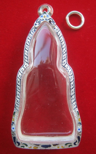 ตลับเงินแท้ แกะลาย หลังเปิด ลงยา ยกซุ้ม สำหรับใส่พระหูยาน พิมพ์ใหญ่ กรุลพบุรี/กรุราษฎร์บูรณะ งานสวยๆ