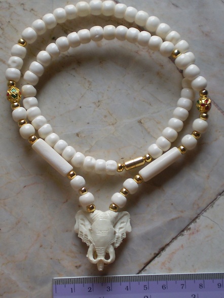 สร้อยกระดูกช้าง  สลับทองไมครอน  ห่วงกลางหัวช้าง เคาะเดียว 