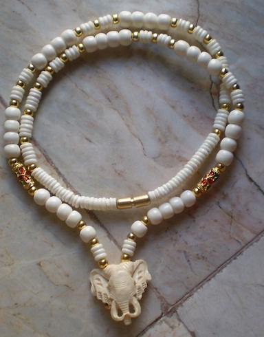 สร้อยกระดูกช้าง  สลับทองไมครอน  ห่วงกลางหัวช้าง  เคาะเดียว 