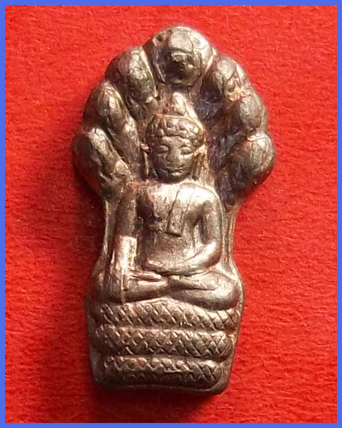 ปรกใบมะขาม หลวงพ่อเจ็ก วัดระนาม สิงห์บุรี เนื้อทองแดง (A2)