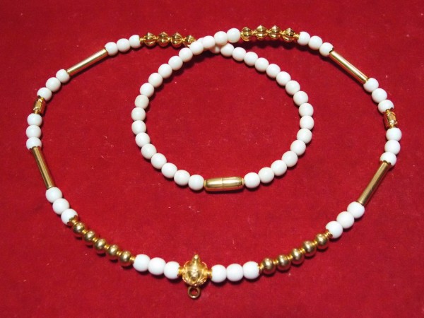 สร้อยงาช้างประดับทองคำแท้