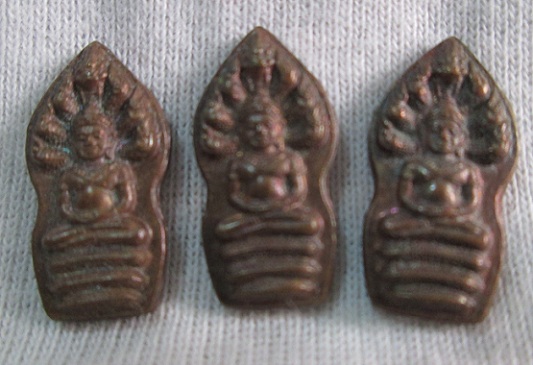 เหรียญนาคปรกใบมะขาม รุ่นแรก หลวงพ่อเอื้อน วัดวังแดงใต้ ( จำนวน 3 เหรียญ )
