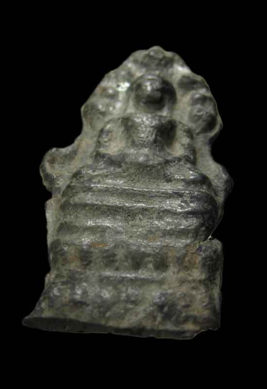 พระนาคปรก กรุวัดพระศรีฯ ลพบุรี พิมพ์ชีโบฐานสูง เนื้อชินเงิน