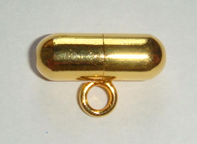 แคปซูลเกลียวปิดทอง 90% (มีห่วง) ยาว 17.5 มิล อ้วน 6.5 มิล นน. 2.5 กรัม (Big size)