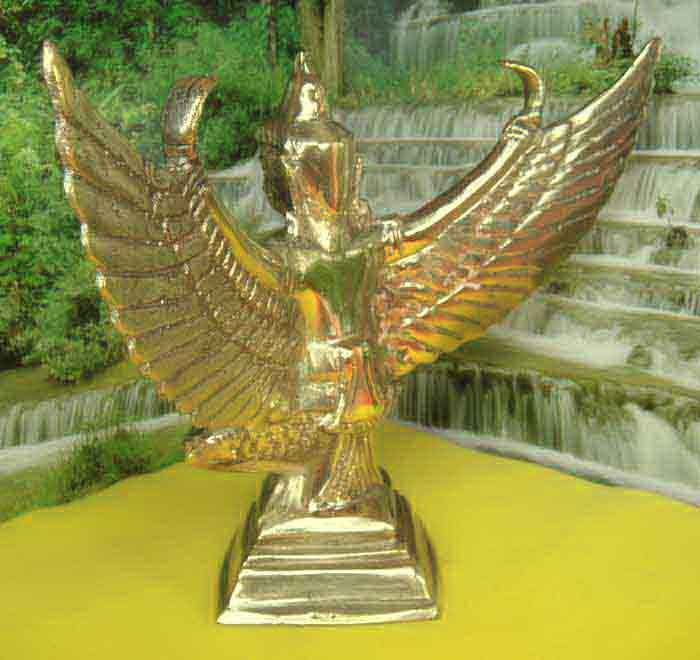 (((วัดใจเคาะเดียว ๑๐บาทแดง))) พญาครุฑ เนื้อทองเหลืองขัดเงา เครื่องหมายแห่งสิทธิอำนาจและความเป็นมงคลข