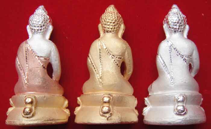 (((ยกชุด ๓ องค์))) พระกริ่งใหญ่หล่อโบราณดินไทย เนื้อโลหะชุบสามกษัตริย์ ...