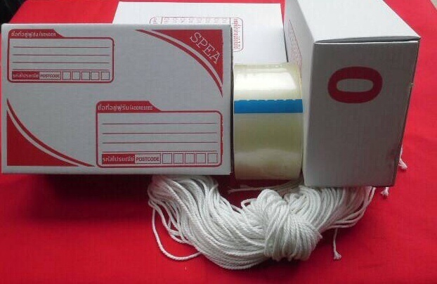 ++New Design +300 บาท///กล่องไปรษณีย์ไดคัทสีขาว No. 0 ขนาด 11*17*6ซม. + เชือก เทปกาวใสม้วนใหญ่ จำน