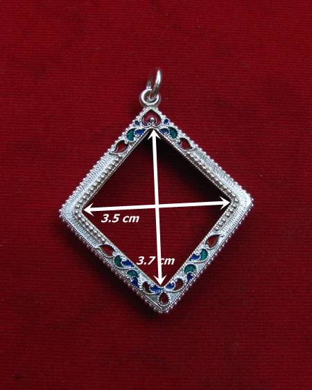 กรอบเงิน ลงยาสุโขทัย  ใส่ เหรียญกรมหลวงชุมพร หลวงปู่ทิมปลุกเสก   # 12