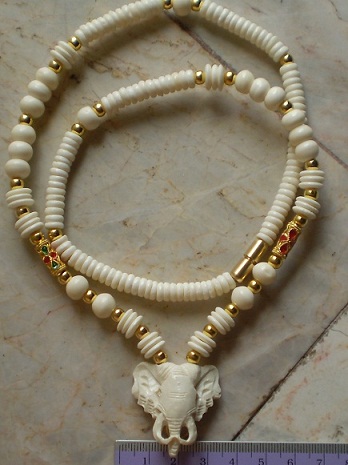 สร้อยกระดูกช้าง  สลับทองไมครอน  ห่วงกลางหัวช้าง   เคาะเดียว 