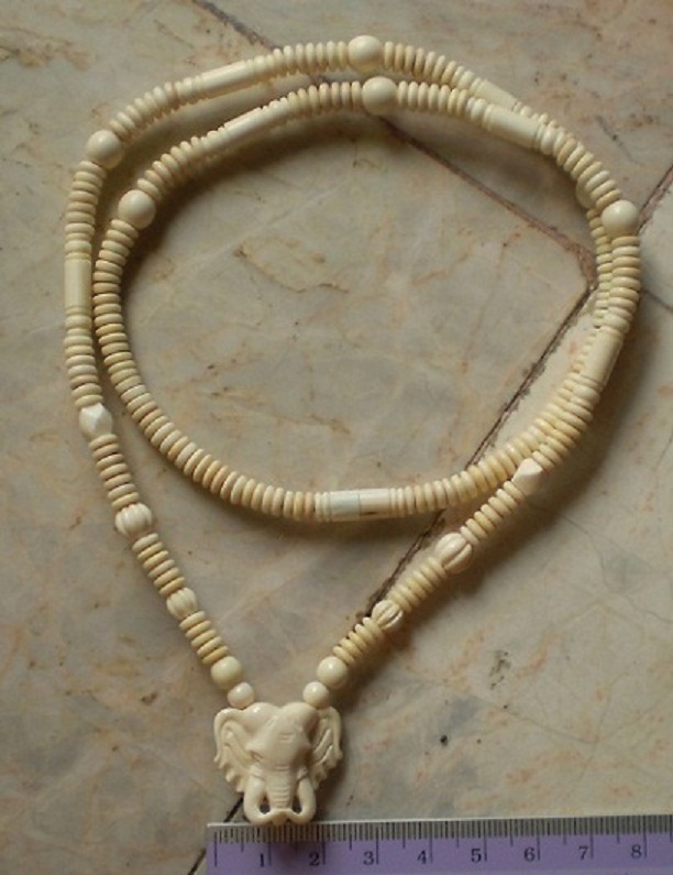 สร้อยงาช้างล้วน  ห่วงกลางหัวช้าง  เคาะเดียว 