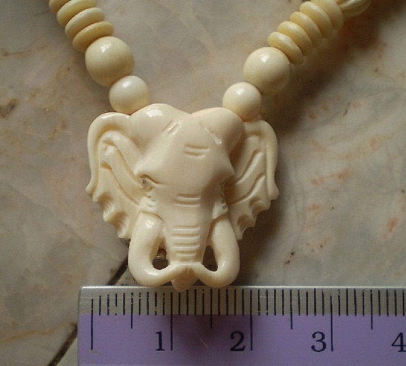 สร้อยงาช้างล้วน  ห่วงกลางหัวช้าง  เคาะเดียว 