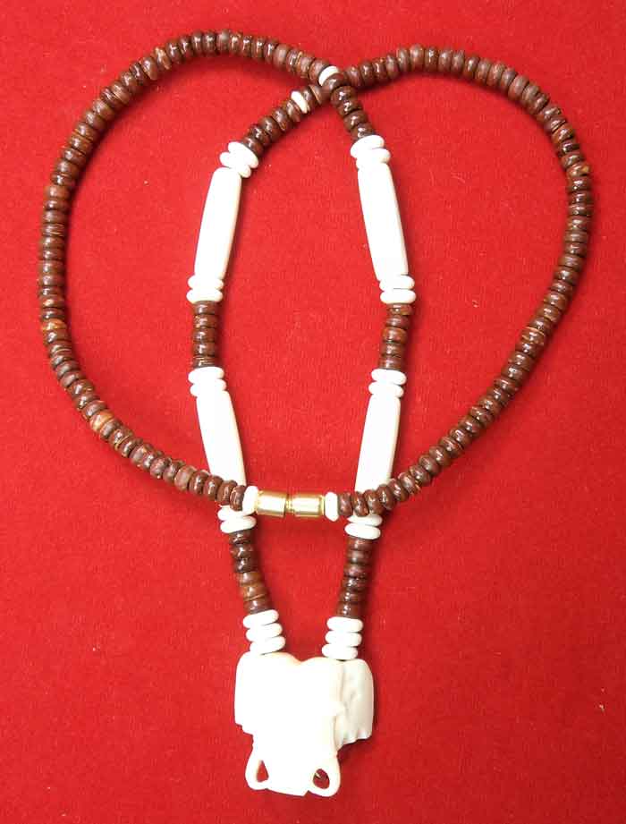 (((วัดใจเคาะเดียว๑๐บาทแดง)))สร้อยผสมเม็ดกะลาตาเดียว+กระดูกช้าง ความยาว ๒๔ นิ้ว 