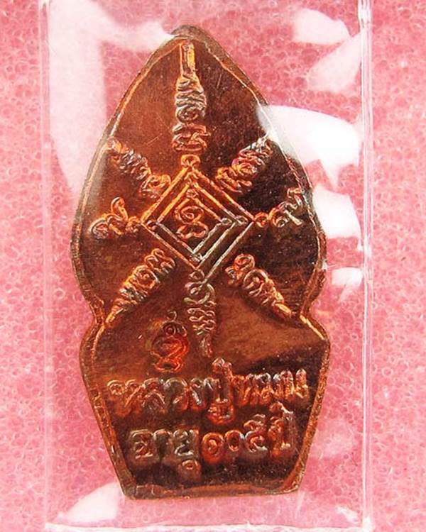 วัดใจแดงที่ 100 เหรียญพระนาคปรกใบมะขาม หลวงปู่หมุน  รุ่นเสาร์ห้าบูชาครู พิมพ์ตาขีด เนื้อทองแดง ปี
