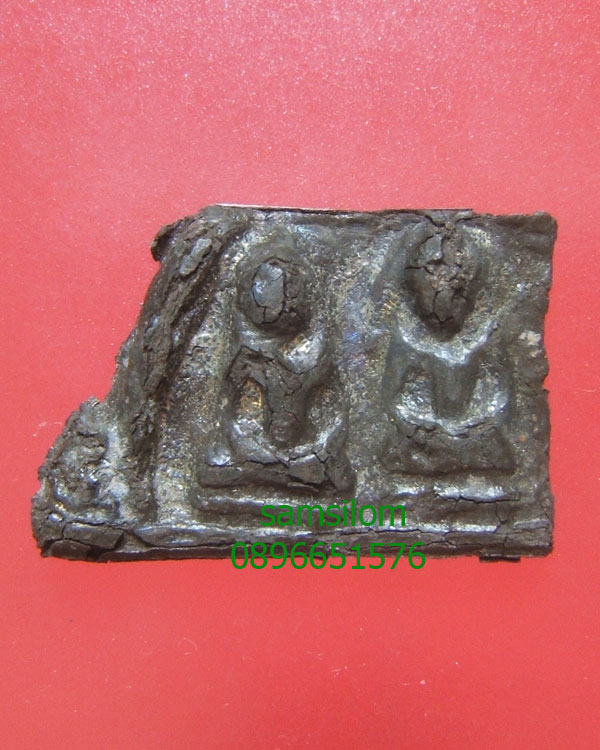 กรุวัดราชบูรณะ อยุธยา พระแผงตัด 2 องค์ ชินเงิน