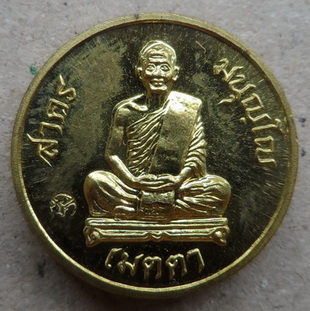 เหรียญเมตตา เม็ดกระดุม หลวงพ่อสาคร วัดหนองกรับ จ ระยอง ออกงานไหว้ครูปี2555 เนื้อทองทิพย์