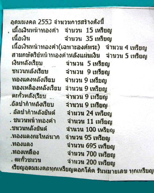 เหรียญอุดมมงคล หลวงปู่บุญหนา ธัมมทินโน ปี ๒๕๕๓