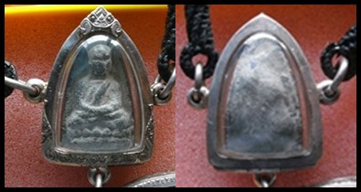 พระหลวงปู่ทวดเนื้อว่าน วัดโพธิ์ท่าเตียน (วัดพระเชตุพนฯ) ปี 2502 พร้อมตลับเงิน 3 ห่วงคับ  