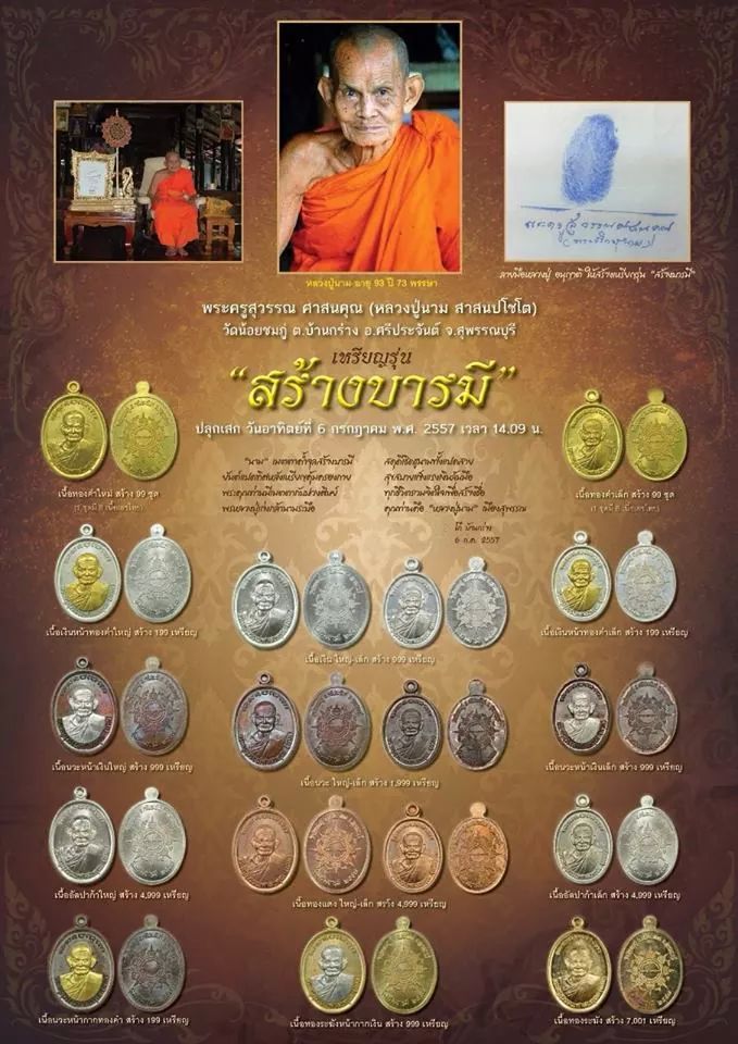 (เคาะเดียว) เหรียญรุ่น"สร้างบารมี 57" อัลปาก้า ใหญ่ no.4206 หลวงปู่นาม วัดน้อยชมภู่