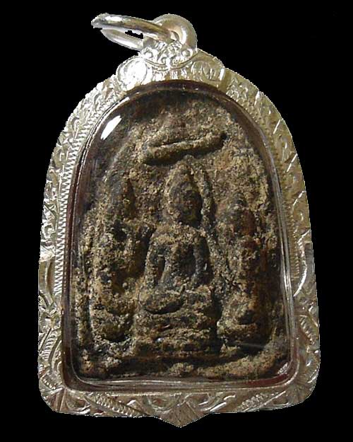 เคาะแรก @@@ พระยอดขุนพลหลังใบโพธิ์ อ.นำ แก้วจันทร วัดดอนศาลา จ.พัทลุง เนื้อว่าน ปี 2510 เลี่ยมเงิน