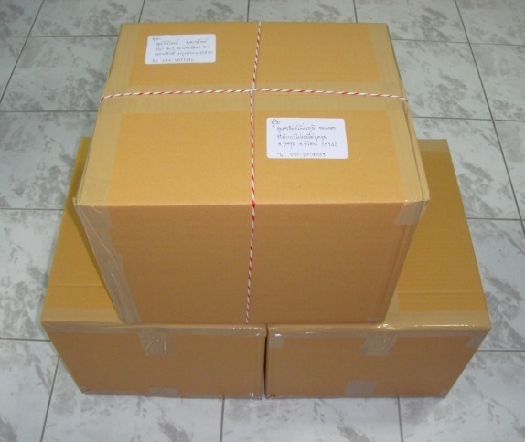 กล่องไปรษณีย์ไดคัทสีขาว No. 0ขนาด 11*17*6ซม. + เชือก เทปกาวใสม้วนใหญ่ จำนวน 50 กล่อง@