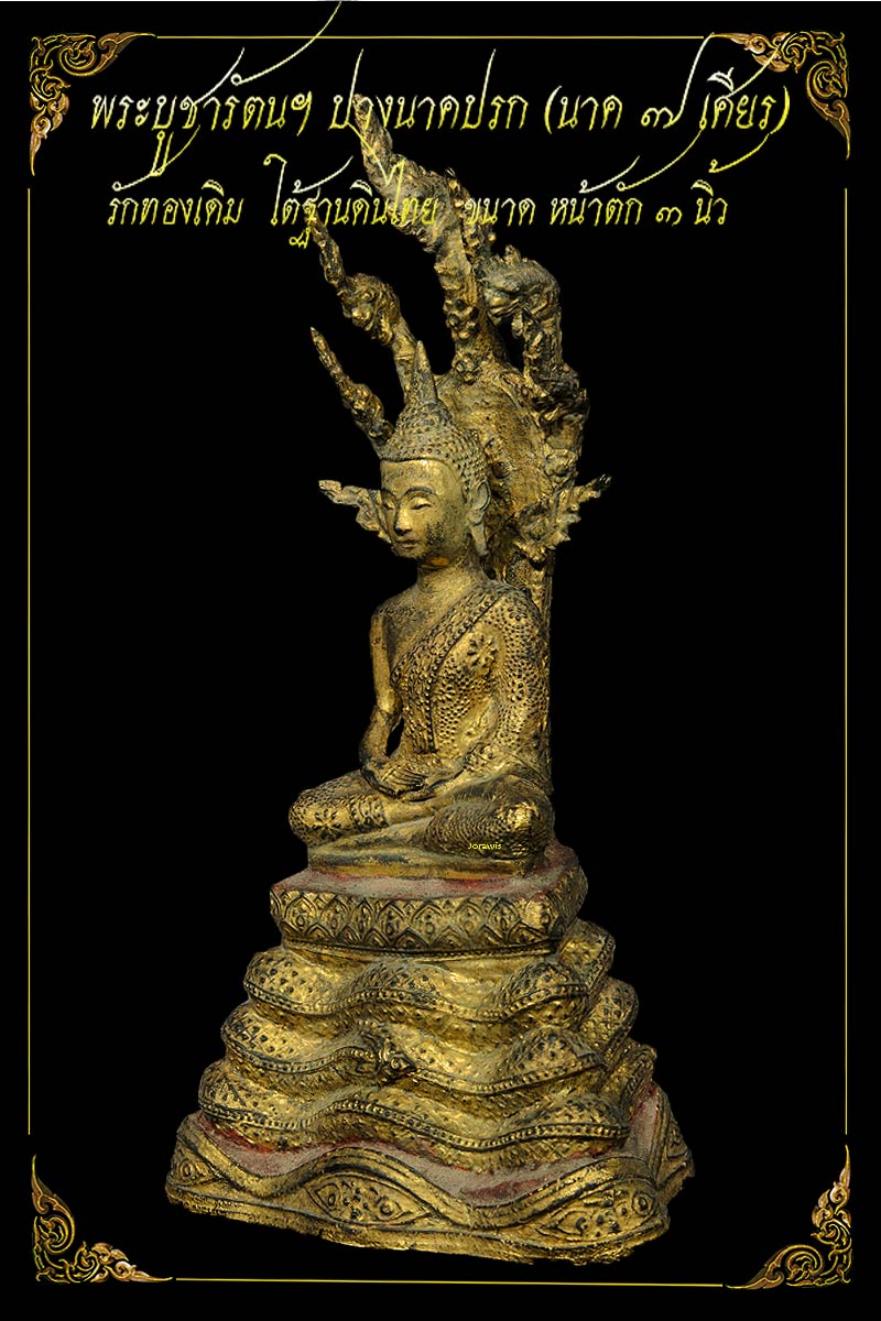 พระบูชารัตนฯ ปางนาตปรก องค์นี้นาคปรก 7 เศียร สภาพรักทองสมบูรณ์เดิม ๆ มาแล้วจ้า