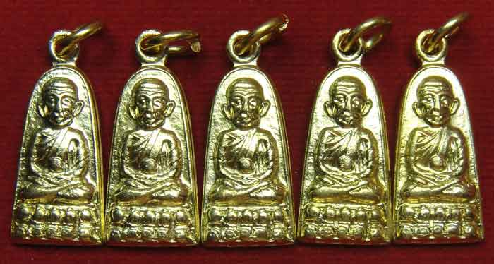 หลวงปู่ทวดทะเลซุง ปี 08 พิมพ์เล็ก (ลูกแก้วบัวห้า) " 5 องค์ " เนื้อทองฝาบาตรกะไหล่ทอง สวย คม รม เดิม