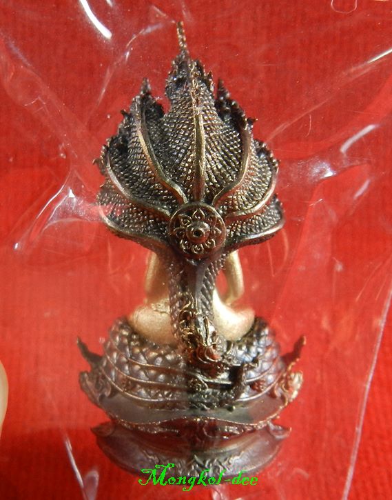 พระพุทธศิลป์นาคปรก สูง 3.6ซม ปรกนวะ องค์พระไวท์บรอนซ์ รุ่นมุจจลินท์มหาโภคทรัพย์ จ.อยุธยา #843