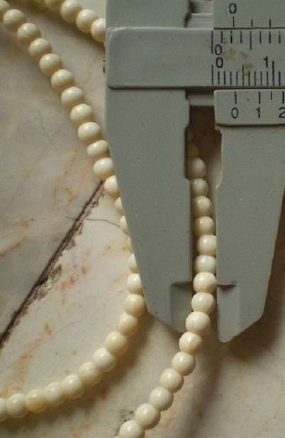 สร้อยงาช้างแท้ เม็ดประคำ  4 มิล  หัวขุน  เคาะเดียว 