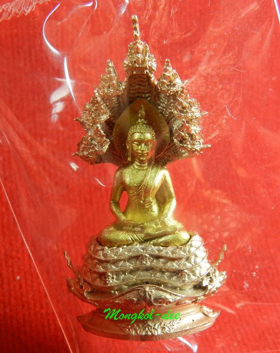 พระพุทธศิลป์นาคปรก สูง 3.6ซม ปรกไวท์บรอนซ์ องค์พระทองระฆัง รุ่นมุจจลินท์มหาโภคทรัพย์ จ.อยุธยา #307