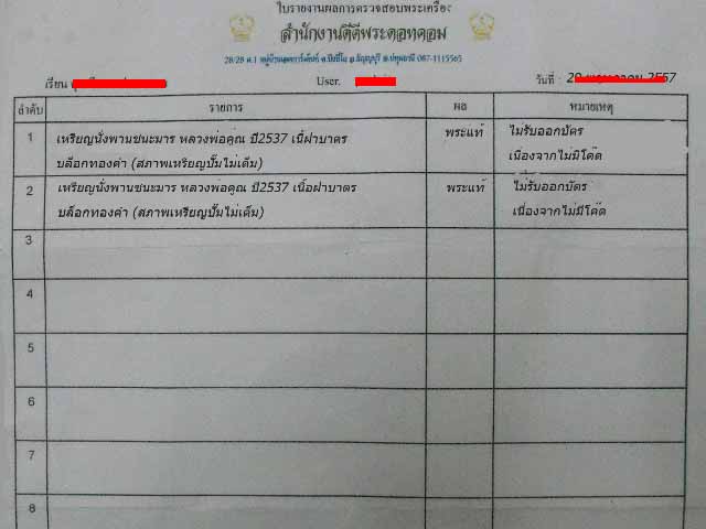 เหรียญนั่งพาน หลวงพ่อคูณ วัดบ้านไร่ "รุ่นชนะมาร ปี2537"..เนื้อฝาบาตร(บล็อกทองคำ)