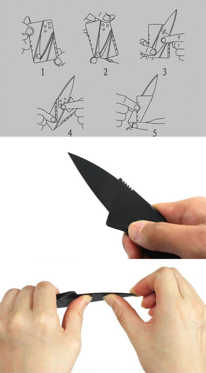 การด์มีดพก มีดพับ Card Sharp ลักษณะภาพนอกเป็นการ์ด ขนาดเท่าบัตรเครดิต หรือ ATM ทั่วไป 