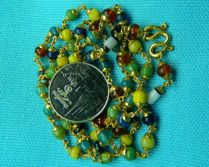 สร้อยคอลูกปัดทวาราวดี ลูกปัดหินเก่า งานฝีมือช่างทองโบราณเก่า ความยาว 26 นิ้ว สวยงามครับ