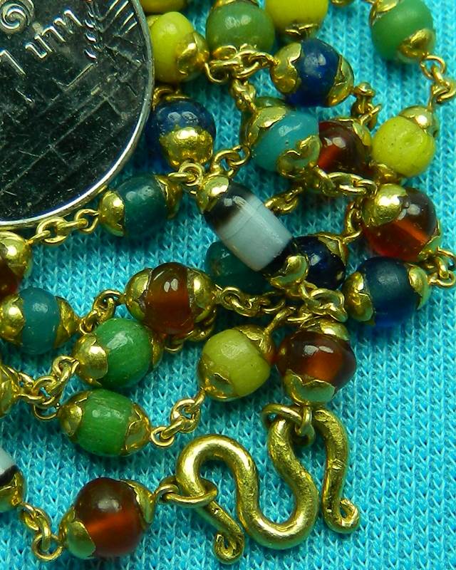 สร้อยคอลูกปัดทวาราวดี ลูกปัดหินเก่า งานฝีมือช่างทองโบราณเก่า ความยาว 26 นิ้ว สวยงามครับ