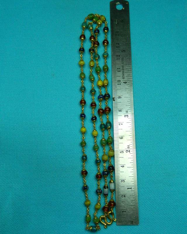 สร้อยคอลูกปัดทวาราวดี ลูกปัดหินเก่า งานฝีมือช่างทองโบราณเก่า ความยาว 26 นิ้ว สวยงามครับ