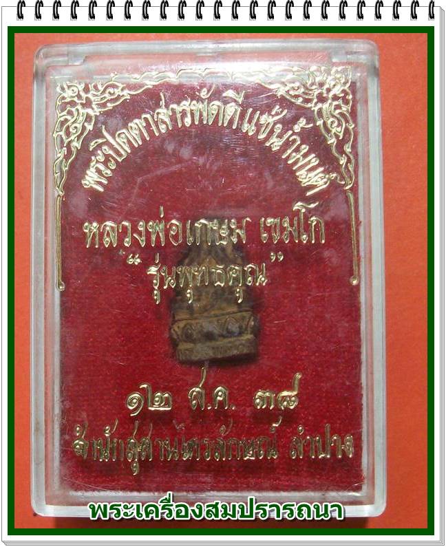 พระปิดตาสารพัดดี แช่น้ำมนต์ หลวงพ่อเกษม เขมโก รุ่น พุทธคุณ ปี 2538