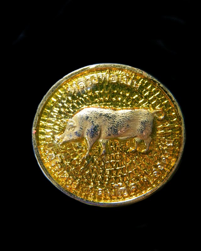 เหรียญหมู กะไล่ลงยาสีเหลืองปี 41 