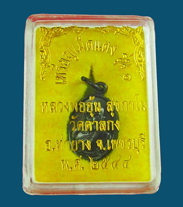 เหรียญเม็ดแตง รุ่น ๑ หลวงพ่ออุ้น สุขกาโม วัดตาลกง จ.เพชรบุรี ปี พ.ศ.๒๕๔๙  / ๑ /