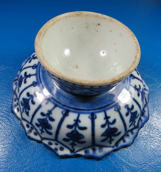 จานเชิงกังไส ลายผักชี ขนาด 4 นิ้ว