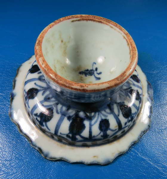 จานเชิงกังไส ลายผักชี ขนาด 3.5 นิ้ว