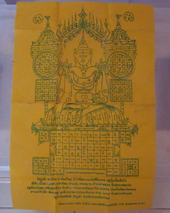 ผ้ายันต์พระเจ้าระแข่งหลวงมะหาใจยะมงคล ครูบาจันทรังษี วัดกู่เต้า หัวเวียงนครเชียงใหม่